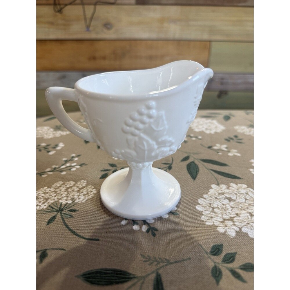 Milk Glass Colony Grape Harvest Footed Creamer Bowl Vintage Indiana Colony